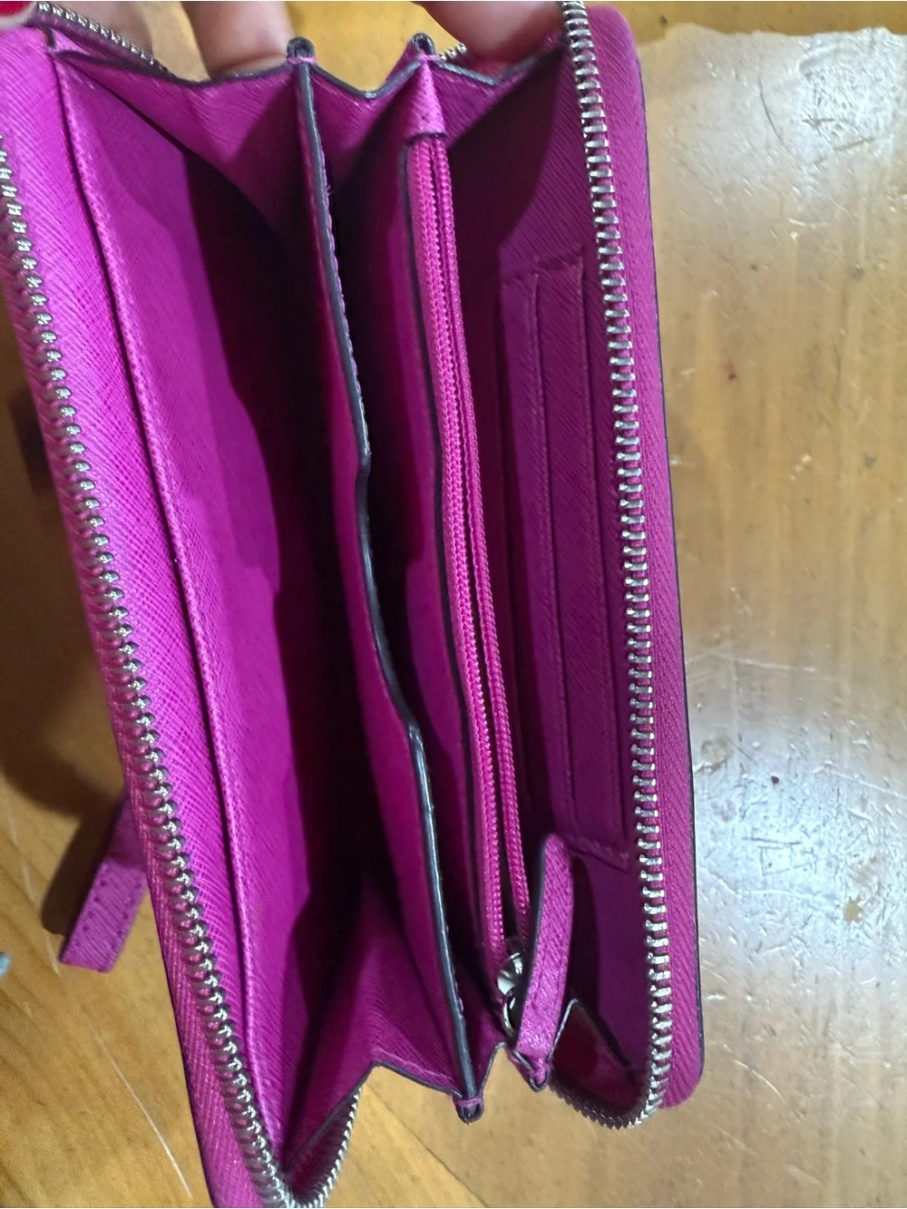 Michael Kors Magenta Saffiano Zip Wristlet